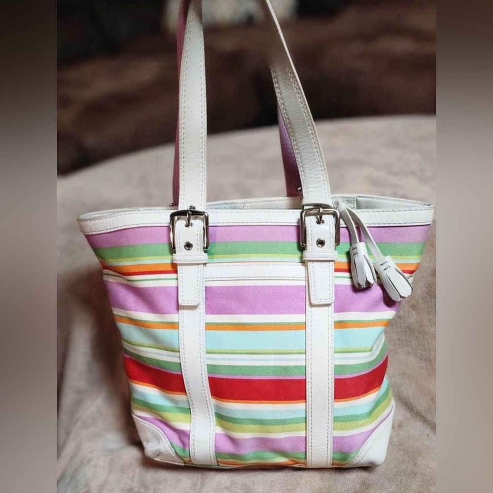 Coach F10705 Hamptons Multi Stripe Tote Bag